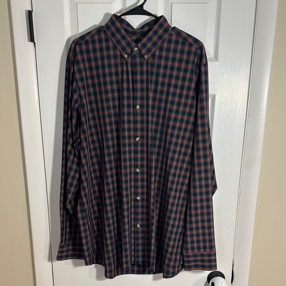Mizzen+Main Men's Plaid Shirt - Navy, Green and Red XXL Standard Fit EUC